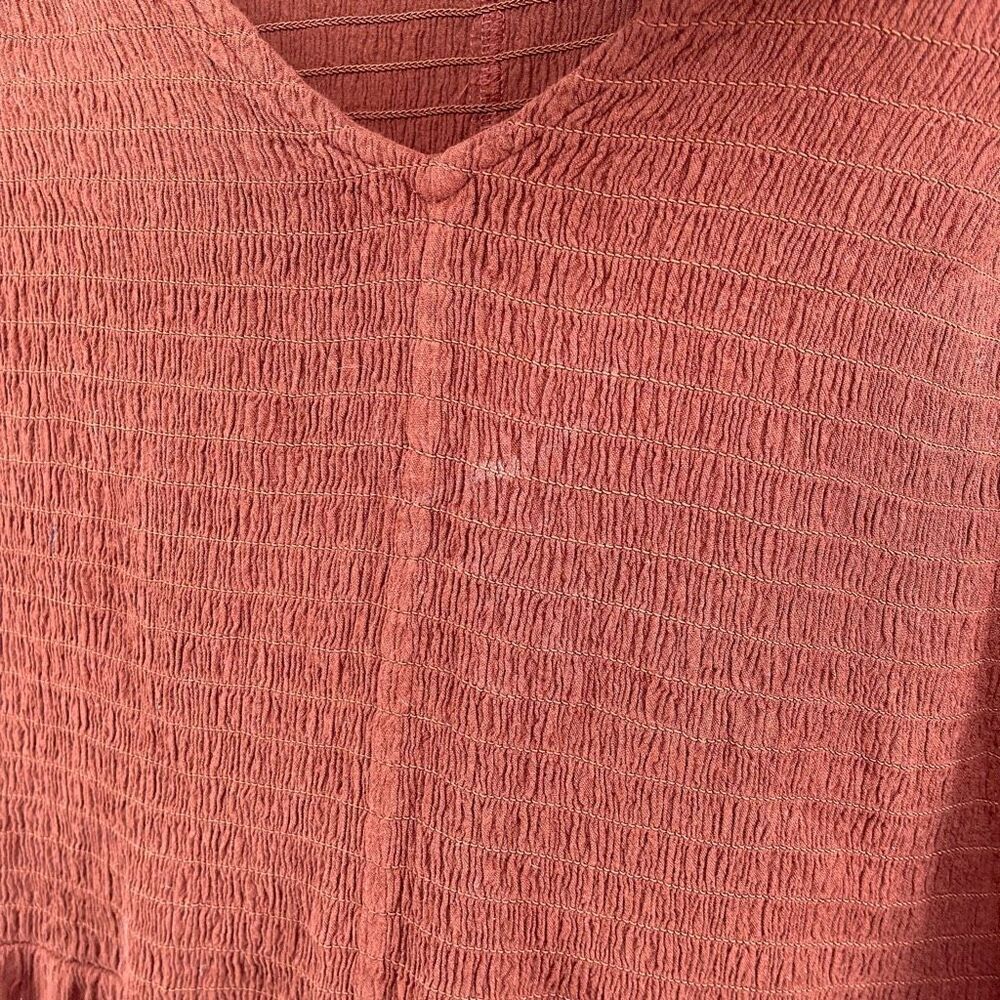 Sonoma Women’s 4X Brown V-Neck Smocked Gauze Babydoll Boho Peasant Top - Picture 11 of 12